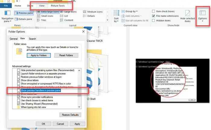 Preview Pane not working in File Explorer in Windows 10