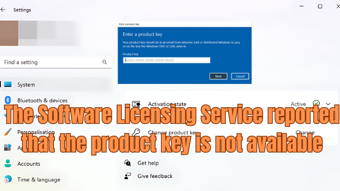 The Software Licensing Service reported that the product key is not available