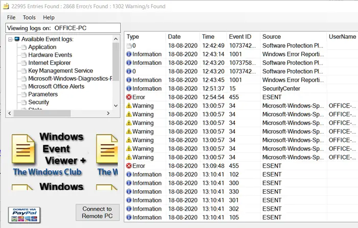 Missing Log Entries