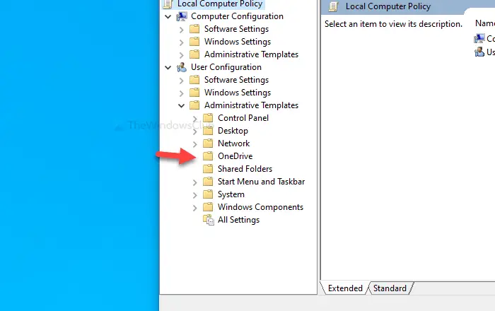 How to add OneDrive sync settings in Local Group Policy Editor