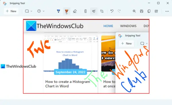 annotate screenshots in snipping tool