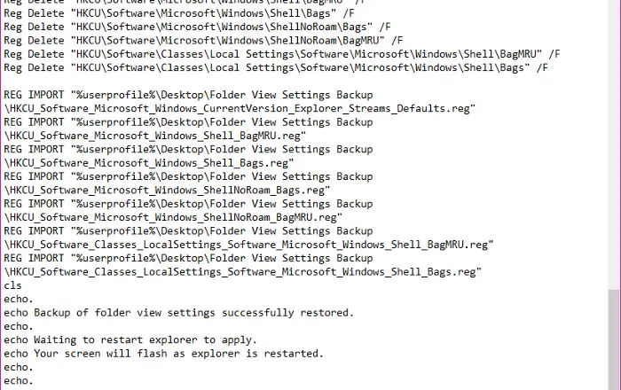 batch file to backup and restore folder view settings