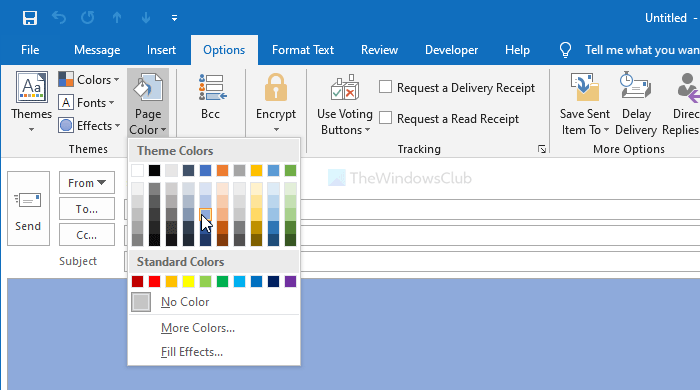 How to add or change background color and image in Outlook email