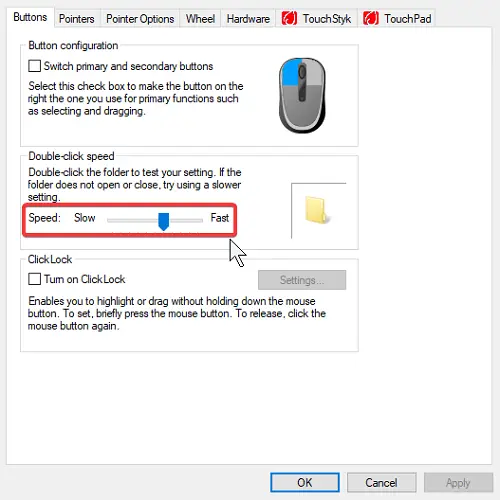 How to change Mouse Double Click Speed in Windows 11/10