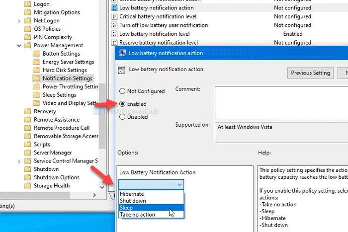 How to manage battery notification settings in Windows 10
