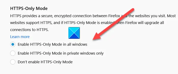 Enable HTTPS Only Mode