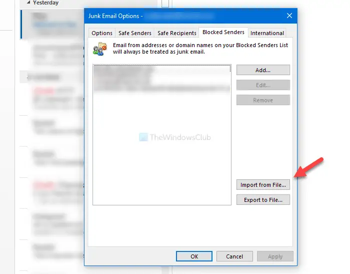 How to export or import blocked senders list in Outlook