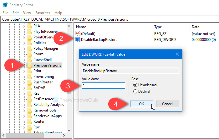 How to prevent restoring previous versions of files from backups