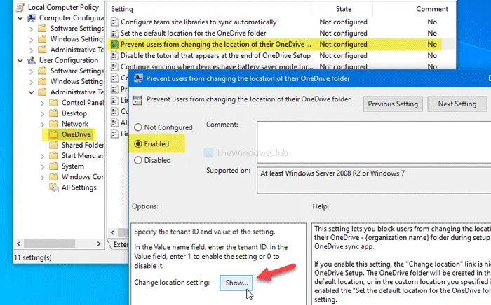 How to prevent users from changing the OneDrive folder location