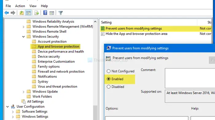 How to prevent users from modifying Exploit protection settings