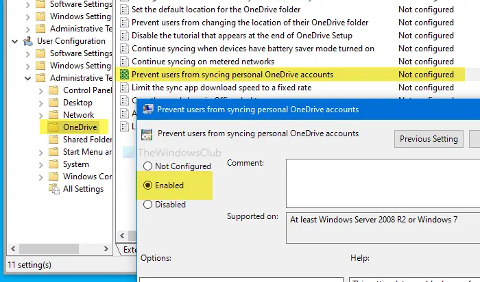 How to prevent users from syncing personal OneDrive accounts