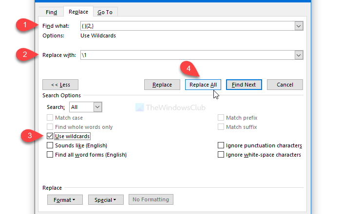 How to remove multiple extra spaces at once from Word document