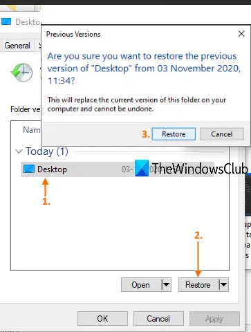 how to revert files to previous versions windows 10