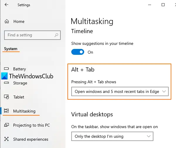 Microsoft Edge-Registerkarten, Nur Geöffnete Fenster Usw. Ein- Oder Ausblenden