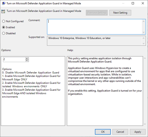 Enable or disable Microsoft Defender Application Guard for Office