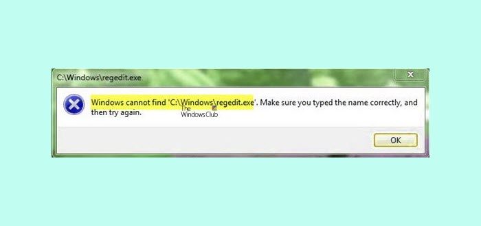 Windows cannot find C  Windows regedit exe - 89