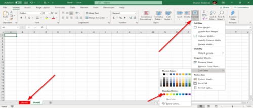 How to change the color of Excel worksheet Tab