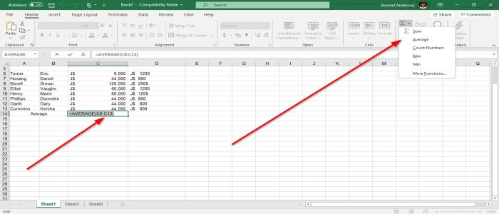 How to use MIN, Max, and AVERAGE Functions of Excel