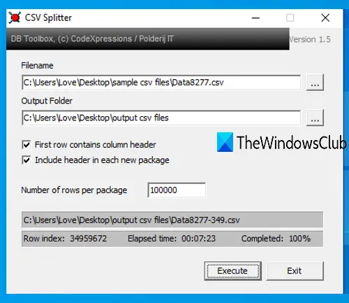 CSV Splitter software