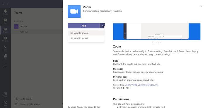 Connect Zoom Microsoft Teams Chat Team