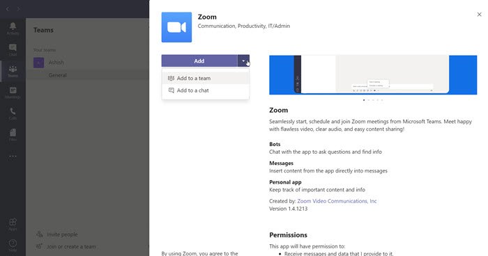 How to add Zoom to Microsoft Teams