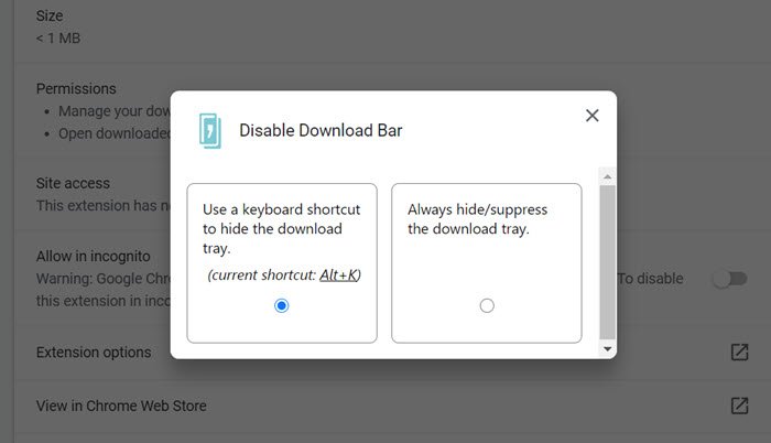 Disable Download Bar Chrome