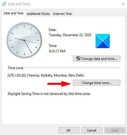 Enable or Disable Adjust for Daylight Saving Time in Windows 10