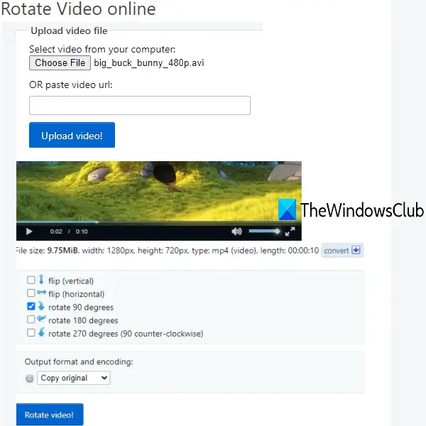 Ezgif.com with Rotate Video Online tool