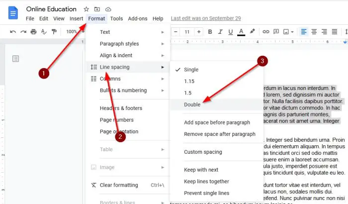 How to double-space your text in Google Docs