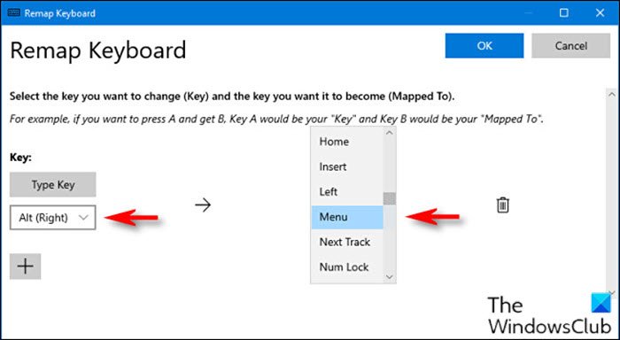 Map Menu Key on keyboard