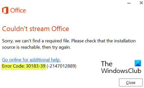Microsoft Office error code 30183-39