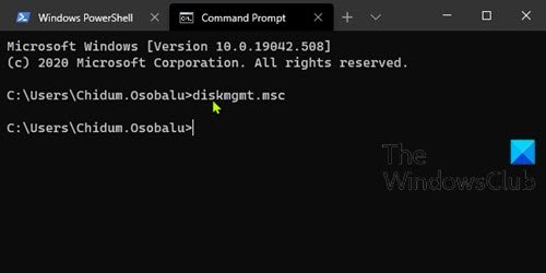 Open Disk Management via Command Prompt