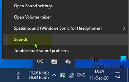 Open Sound Settings via Sound icon on Taskbar