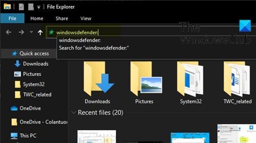 Open Windows Security via File Explorer