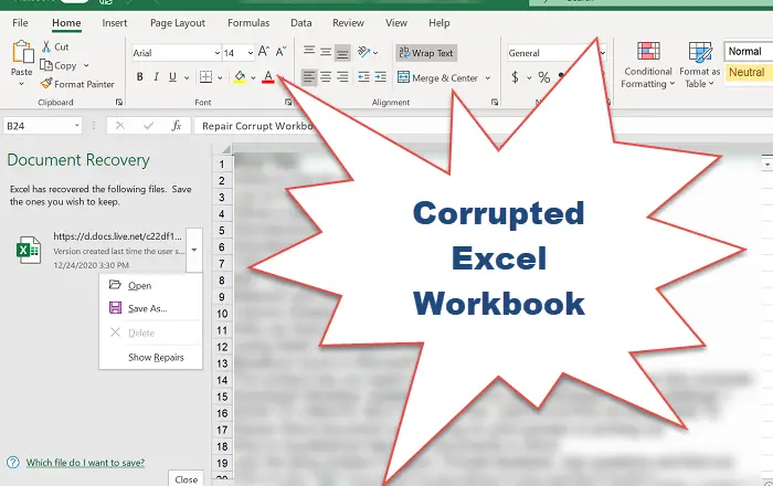 How to Repair Corrupt Workbook (Excel)