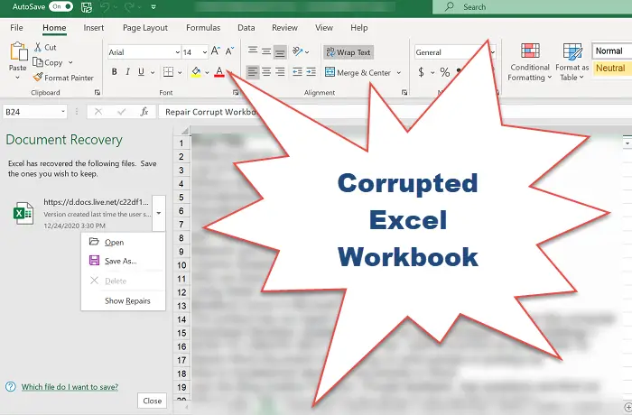 How To Recover And Repair Corrupted Excel File - Youtube