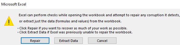 Repair Excel Options