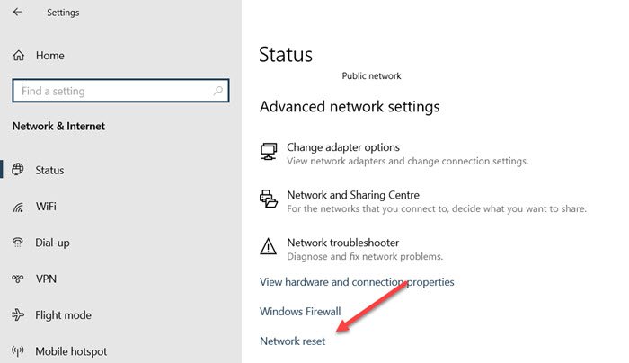 Reset Network Windows 10