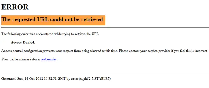 error the requested url could not be retrieved