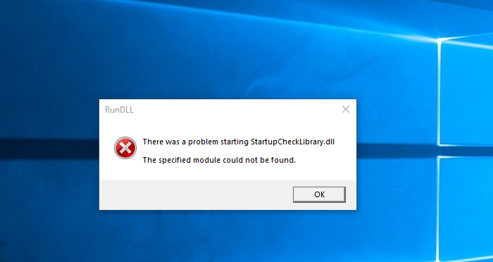 There was a problem starting StartupCheckLibrary DLL