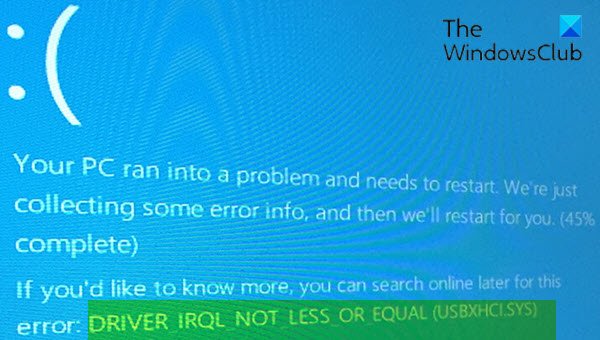 blue screen stop code irql not less or equal