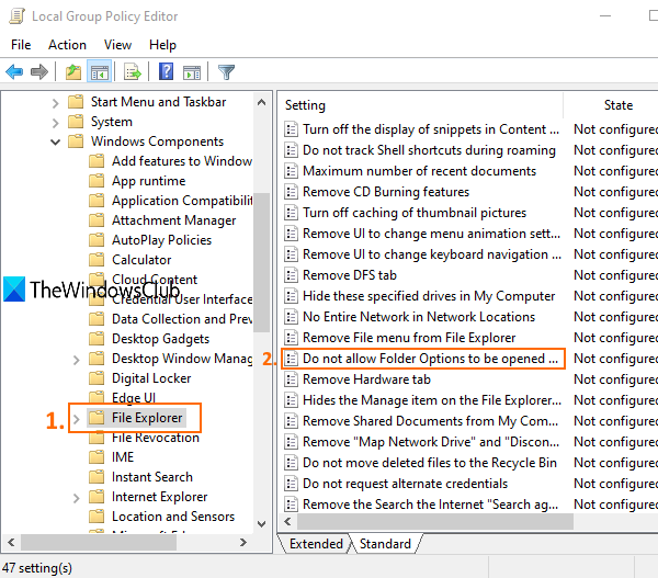 Enable or disable access to File Explorer Options Enable or disable access to File Explorer Options