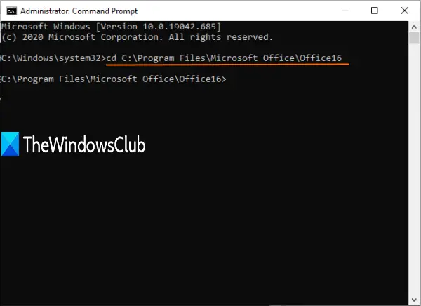 access microsoft office path in command prompt