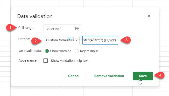 How to add a character limit in an Excel and Google Sheets