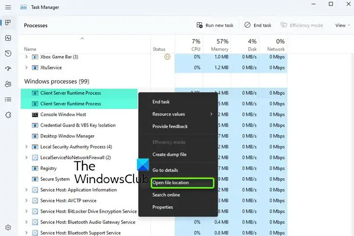 csrss.exe or Client Server Runtime process