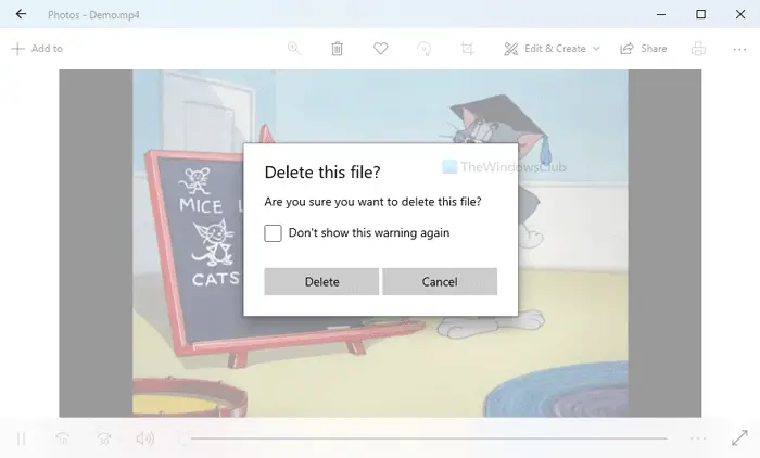 How to enable or disable delete confirmation dialog for Photos app