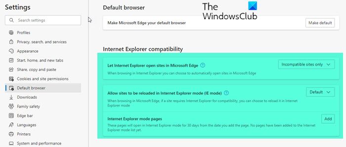 enable ie mode in edge