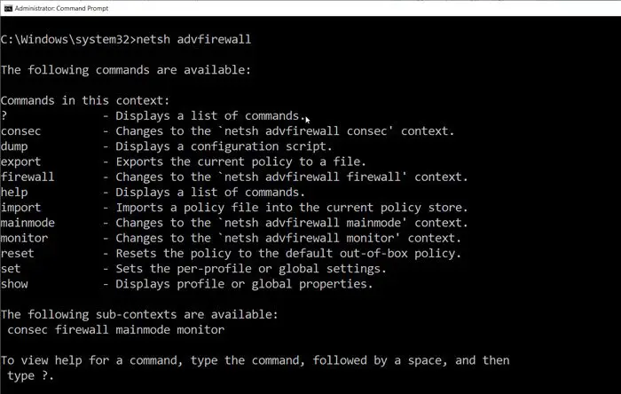 netsh advfirewall utility for Firewall in Windows