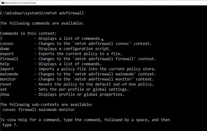 Netsh Command to manage Windows Firewall 