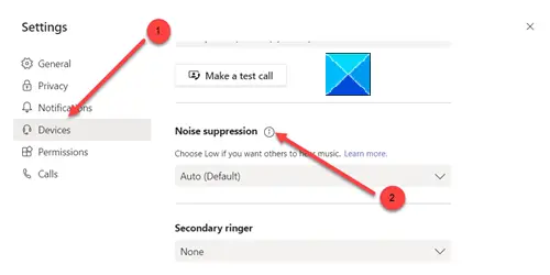 enable Noise Cancellation in Microsoft Teams